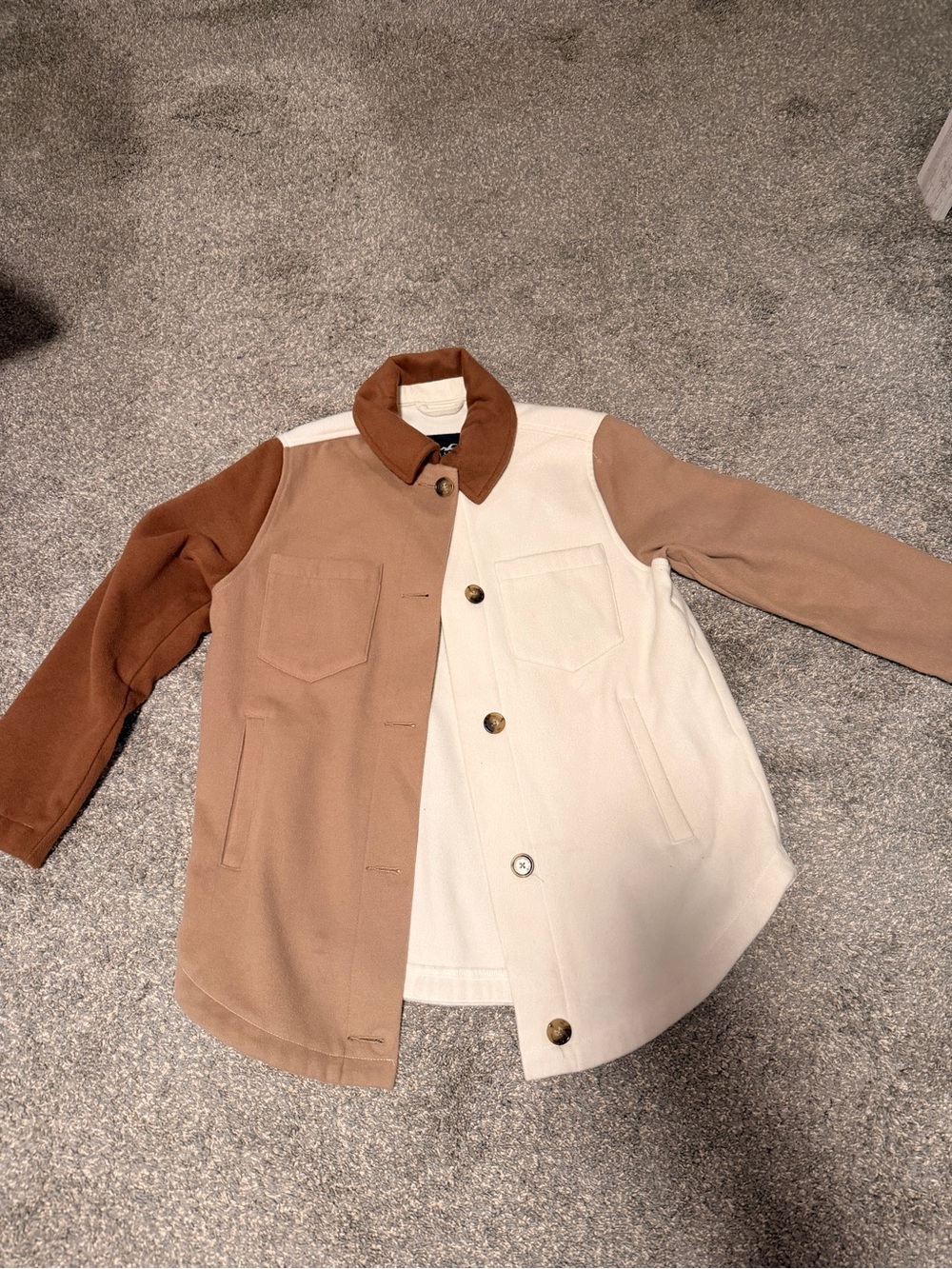 Colorblocked Women’s Jacket - Cream & Brown